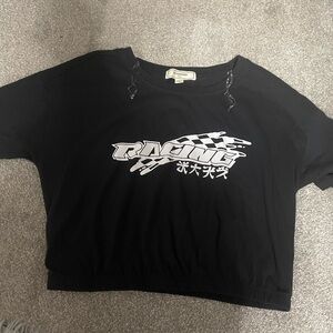 Black Racing Graphic Women's Top